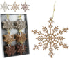 Snowflake Hanging Decoration 15cm 3 Assorted Amber Mix Glitter