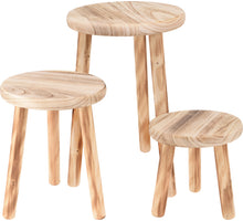 SET 3 TAFELS PAULOWNIA HOUT D20/23/25 H20/30/40CM NATUREL