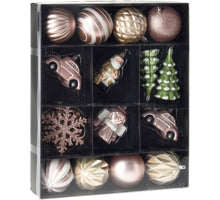 KERST HANGDECO SET VAN 20 STUKS KUNSTSTOF ROZE
