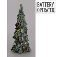 KERSTBOOM KERAMIEK MET LED D10,6 H24CM GROEN