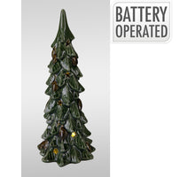 KERSTBOOM KERAMIEK MET LED D13,5 H31CM GROEN