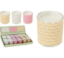 GEURKAARS IN GLAS D4,5 H5,2CM 3 ASSORTIE IN DISPLAY
