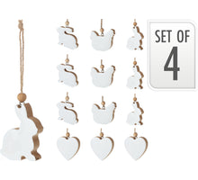 Easter Figure Hanging Decoration 4 Pieces 4cm Natural/White 3 Assorted