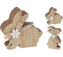 HARE WITH FLOWER 10X8X11CM 2 ASSORTED MDF