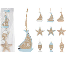 SET 3 HANGING DECOR SEA 3 COLOURS ASSORTED 10x10cm
