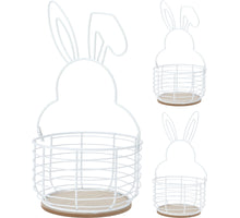 METAL BASKET RABBIT ROUND WHITE D17 H32CM 2 ASSORTED