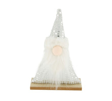 Figurine gnome mdf with fabric 14x5x22cm FSC 100% Silver/White