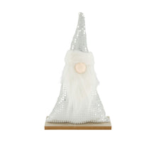 Figurine gnome plywood with fabric 20x6x34cm FSC 100% Silver/White