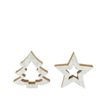 Figurine star tree mdf 12x2.2x12cm 2 mixed Silver FSC 100%