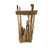 Lantern poplar wood with glass 28x28x58cm Natural FSC 100%