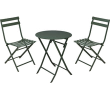 BISTROSET 2 STOELEN 50x42x81CM + 1 TAFEL D60 H71CM MAT GROEN METAAL