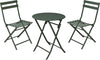BISTROSET 2 STOELEN 50x42x81CM + 1 TAFEL D60 H71CM MAT GROEN METAAL