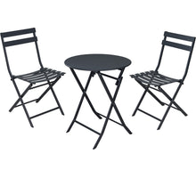 BISTROSET 2 STOELEN 50x42x81CM + 1 TAFEL D60 H71CM DONKER GRIJS METAAL