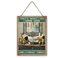 Wall Hanger Metal I Drink Wine 30x40cm