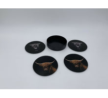 Set/4 glazen onderzetters Ø10cm Buffalo Black/Brown