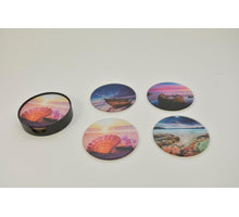 Set of 4 glass coasters Ø10cm Beach