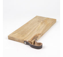 Mango chopping board with leather handle 38x16x2cm