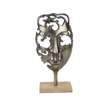 Aluminium sculptuur ''Face'' Antiek Nikkel 18x8x34cm op mang