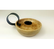 Mango Wood Candlestick Sconce 13.5x10.5x5cm with Metal Handle
