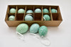 Box of 12 chicken eggs on ribbon decorated Turquoise mix