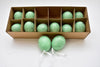Box of 12 chicken eggs on ribbon Green