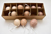 Box of 12 chicken eggs with ribbon, natural mix