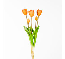 Real Touch Tulip Dubble Bundle x5 L44cm Orange