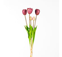 Real Touch Tulip Dubble Bundle x5 L44cm Aubergine