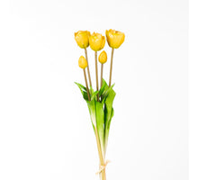 Real Touch Tulip Dubble Bundle x5 L44cm Yellow