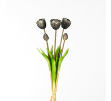 Real Touch Tulip Dubble Bundle x5 L44cm Black