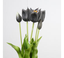 Real Touch Tulip Bundle x5 L45cm Black