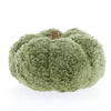 Stoffen pompoen in crewel-stijl met houten steel 12x10cm L.Green