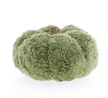 Stoffen pompoen in crewel-stijl met houten steel 15x13cm L.Green