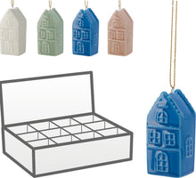 HUISJE HANGDECO PORSELEIN 3,5X2,9X7CM 4 ASSORTIE KLEUREN