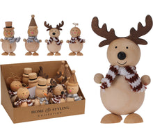 KERSTFIGUUR HOUT 6X5X14CM STAAND 4 ASS DESIGN NATUREL