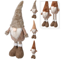 GNOME UITTREKBAAR POLYESTER PLUSH 18X10X55CM 3 ASSORTIE BRUIN TINTEN