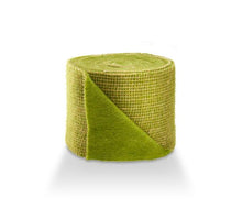 Wool felt vilt met jute 15 cm mosgroen 5MTR