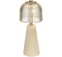 Table Lamp LED Stripes Glass Ivory 10x10x23cm