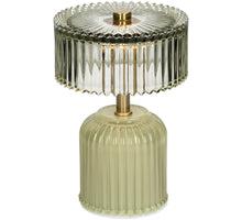 Table Lamp LED Stripes Glass Green 11x11x14.5cm