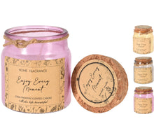 GEURKAARS ''ENJOY'' IN GLASPOTJE D6 H6,5CM 3 ASSORTIE