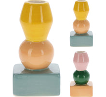 KANDELAAR MIX STAPEL KERAMIEK D6 H12,5CM 2 ASSORTIE DESIGN