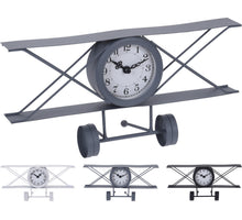 KLOK VLIEGTUIG MODEL METAAL 30X9X15CM 3 ASSORTIE KLEUR