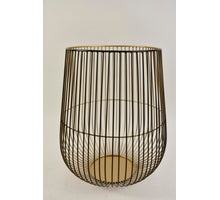 KAARSENHOUDER DRAADSTAAL ZWART-GOUD XL 25X25X35 CM