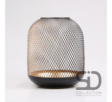 GAAS TAFEL LANTAARN ELVISSA XL ZWART/GOUD 25X25X30 CM