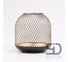 GAAS TAFEL LANTAARN ELVISSA L ZWART/GOUD 20X20X20 CM