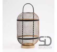 LANTAARN COSY IBIZA L ZWART/GOUD 20X20X41 CM