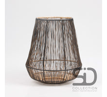 DRAADLANTAARN L ZWART/GOUD 22X22X25 CM