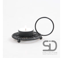 TEA LIGHT HOLDER WIRE METAL BLACK 11X8X6 CM
