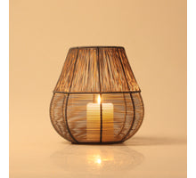 DRAADLANTAARN L MILLER GRIJS/GOUD 20X20X20.5 CM