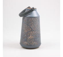 DRAADLANTAARN M/LEDEREN HENGSEL XL GRIJS/GOUD 18X18X35 CM